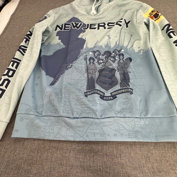 New Jersey Hooded Sweater Long Sleeve Medium The Great Seal Of The State of NJ - Picture 4 of 11